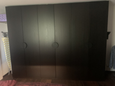 6 Türiger Kleiderschrank Eiche schwarz 240x300x60cm innenbel