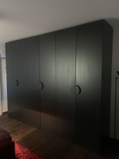 6 Türiger Kleiderschrank Eiche schwarz 240x300x60cm innenbel