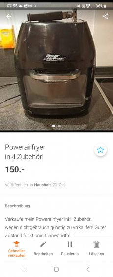 Powerairfryer 9 in 1 inkl.Zubehör