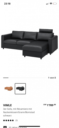 Schwarzes Echtledersofa