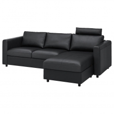 Schwarzes Echtledersofa