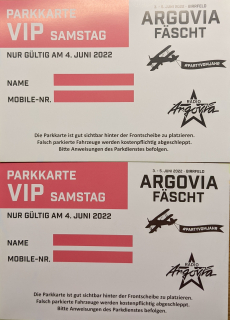 VIP Tickets Radio Argovia Fest 2022 Samstag 04.06.2022