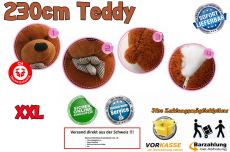 XXL Teddy Teddybär Plüsch Bär 230cm Weihnachten Geschenk