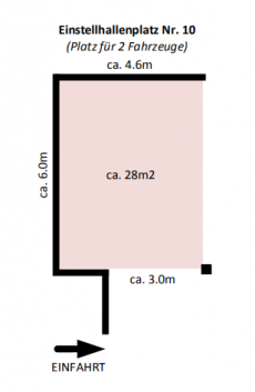 Grosser Einstellhallenplatz für 2 Fahrzeuge in Starrkirch (Olten)