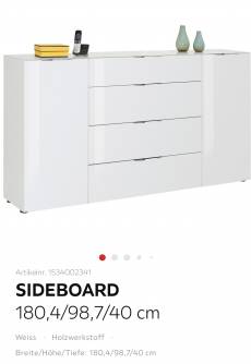 Weisses Sideboard mit Glasplatte