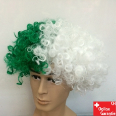 Grün Weiss Perücke St. Gallen Fan Fussball Afro Haar Kostüm