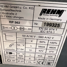 REHM RP 562 ZW 400V Schweissanlage Wassergekühlt SN: 199325