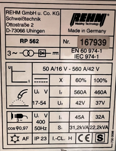 REHM RP 562 ZW 400V Schweissanlage Wassergekühlt SN: 167939