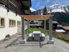 Pergola mit Sockel für Gartensitzplatz