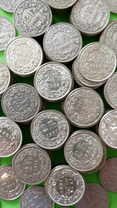 50 Stück 2 Franken Silbermünzen