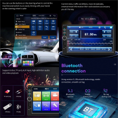 Autoradio 2 DIN Carplay Android Auto USB Bluetooth