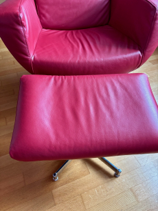 Relaxsessel mit Höcker, Leder rot