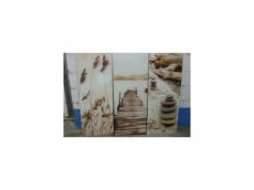 Glas Bilder 3x Stein - Steg-Gras