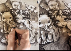 Baby Elefanten ORIGINAL ZEICHNUNG Jasmin Becket-Griffith