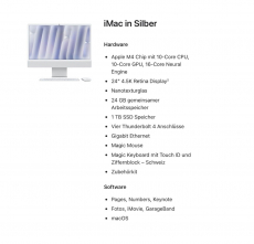 Neuer APPLE iMac 24GB und 1 TB / Silber