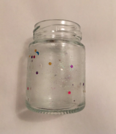 Glasvase glitzerfarbig