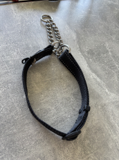 Hundehalsband mit Kette – schwarz (XL)