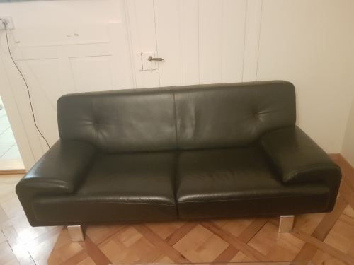 Schwarzes leder sofa 2 Teile