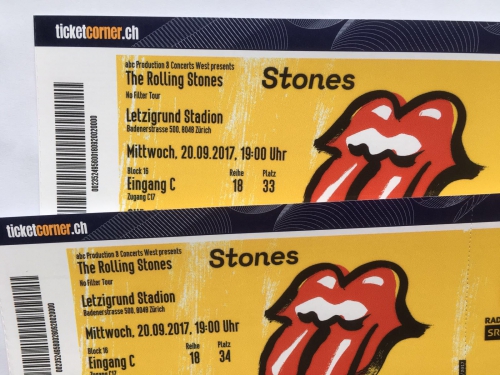 2 Tickets 2.Kat. Rolling Stones 20.9. Letzigrund