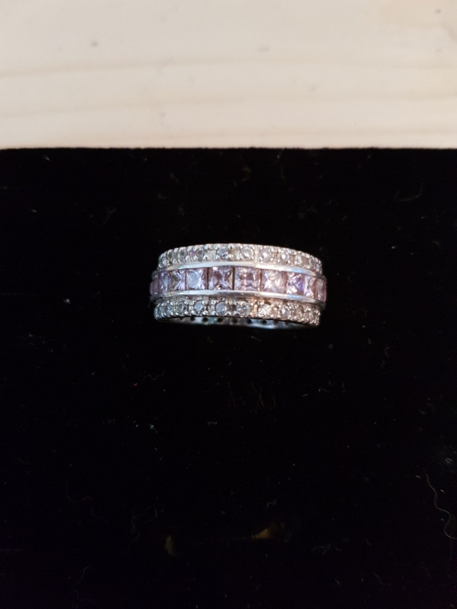 Silber ring 925 mit zwei farbigen zirkonia steine
