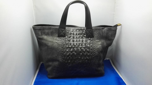 Damen Leder Shopper in Kroko-Optik