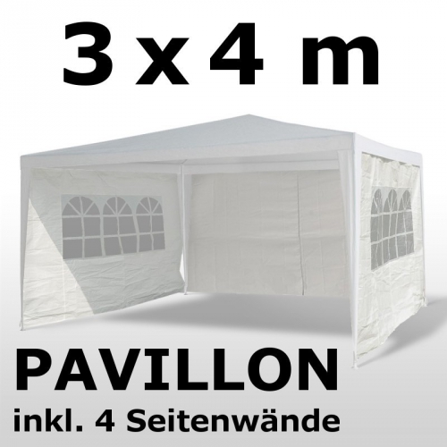 Gartenpavillon 3x4 m, weiss (Kostenlose Lieferung)
