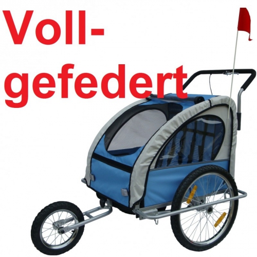 Veloanhänger & Jogger 2in1 blau (Kostenlose Lieferung)