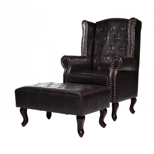 Chesterfield Designer Sessel + Sitzhocker (Kostenlose Lieferung)