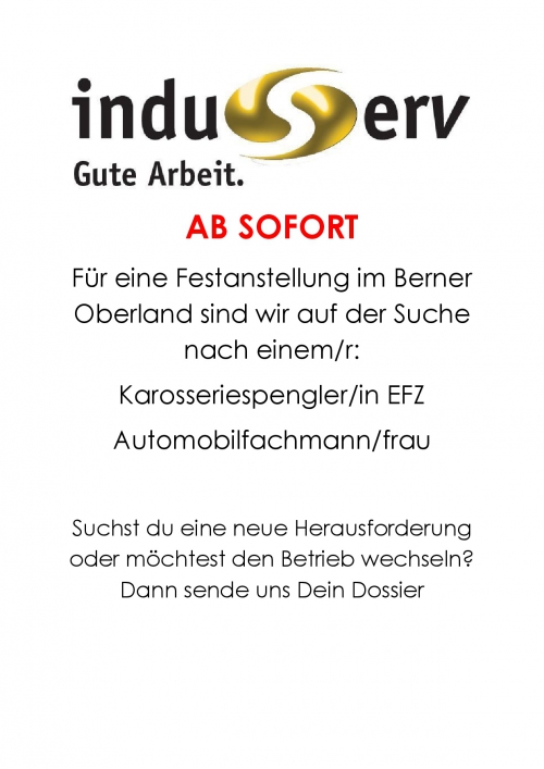 Festanstellung Berner Oberland Karosseriespengler & Automobilfach
