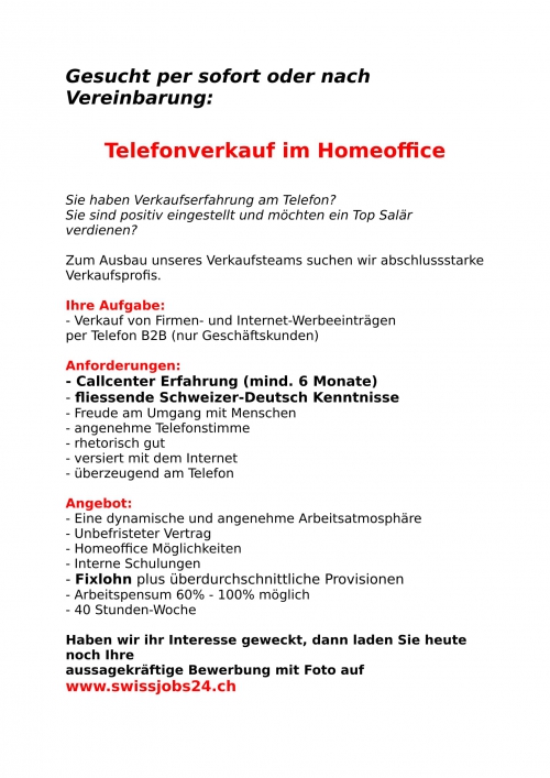 Homeoffice Job mit FIXLOHN