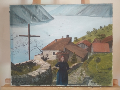 Gemälde Fritz Huber Gandria Ölbild auf Leinwand 40x50