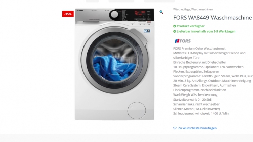 Waschmaschine Fors WA8449