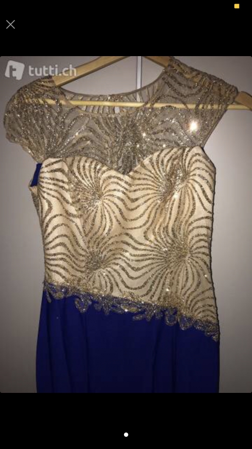 Abendkleid gold blau