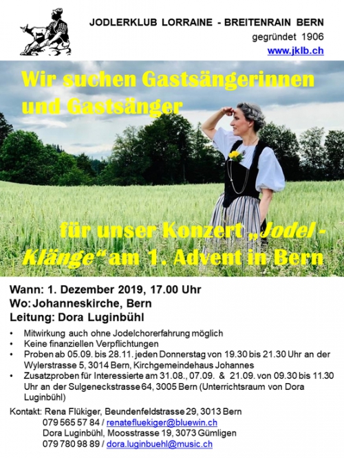 Gastsängerinnen und Gastsänger gesucht