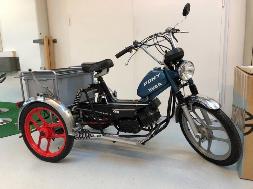 Dreiradmofa PONY BUBA : SACHS Motor mit Seilzugstarter.