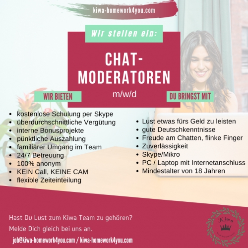 CHATMODERATOREN (m/w/d) - Homeoffice