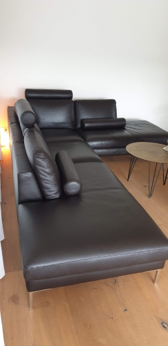 Leder Sofa, neuwertig, Nespresso braun