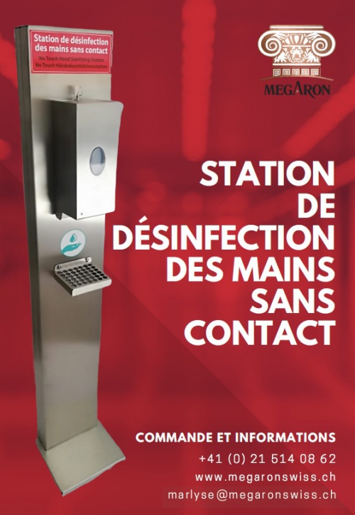 STATION DE DÉSINFECTION DES MAINS SANS CONTACT