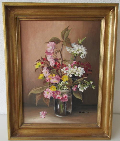 Ölbild mit frischem Blumenstrauss von A. Aerni