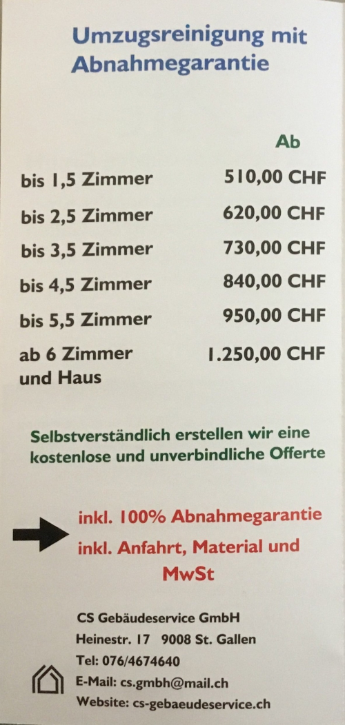 Umzugsreinigung inkl. Abnahmegarantie