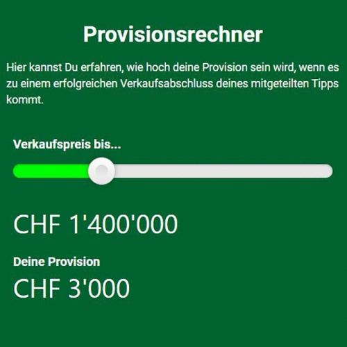 Mindestens CHF 1'100.- pro Immo-Verkaufstipp verdienen!