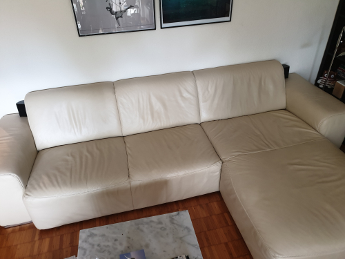 Ecksofa Leder off white/cappuccino