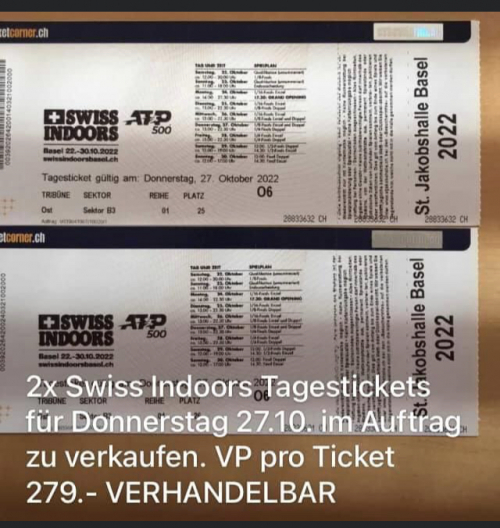 SWISS INDOORS TAGESTICKETS 27.10.22