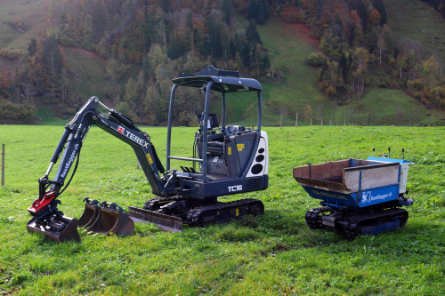 Bagger 1.7t und Dumper im Paket mieten