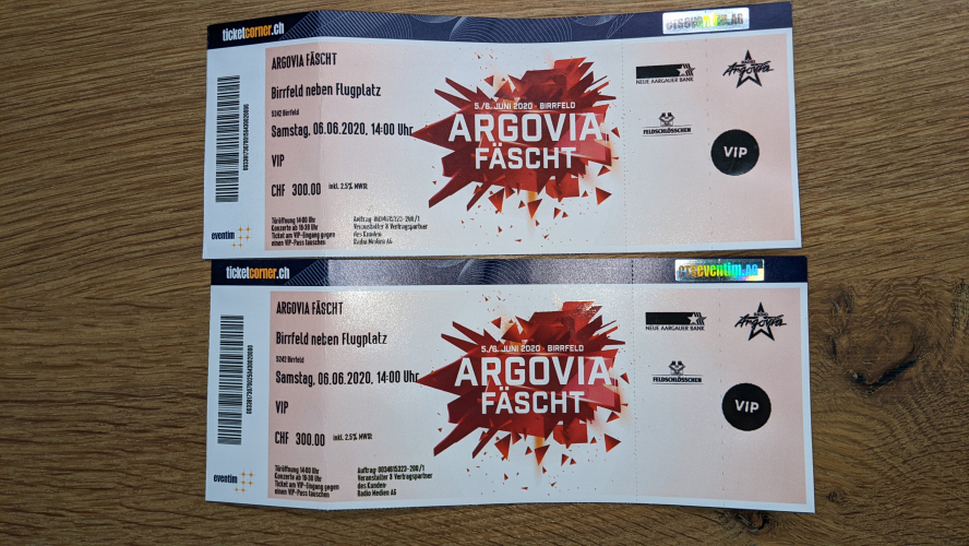 VIP Tickets Radio Argovia Fest 2022 Samstag 04.06.2022