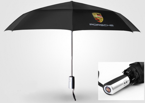 Porsche Auto Fan Regenschirm Taschenschirm Schwarz Wasserfest