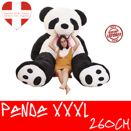 Panda Bär XXL Pandabär XXL 2.6m Teddy Schwarz Weiss Schleife Tedi