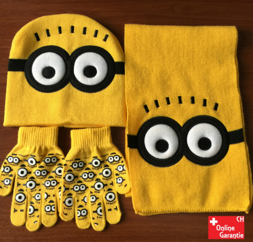 Minions Winterset Mütze Beanie Schal Handschuhe Kinder Fan Set