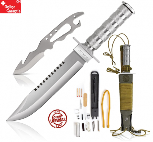 Maxam Profi Rambo Messer Survival 12tlg. Überlebensmesser Kompass