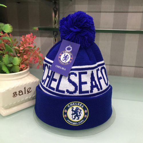 FC Chelsea Beanie Wintermütze Bommelmütze Fussball Accessoire Fan